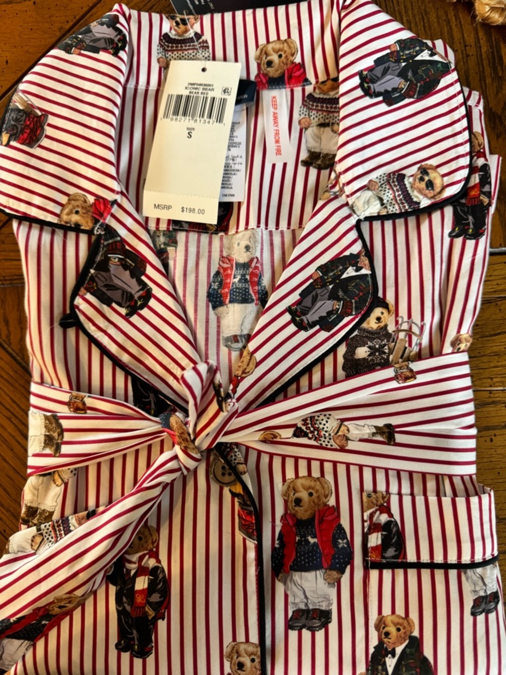 Ralph Lauren Red & White Striped Polo Bear pajamas set Madison
